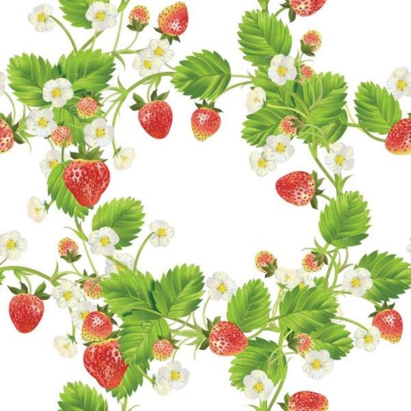 Servetter Jordgubbar & Blad 33x33cm Servetter Jordgubbar & Blad 33x33cm