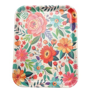 Bricka Blommor Melamin 37x29 cm