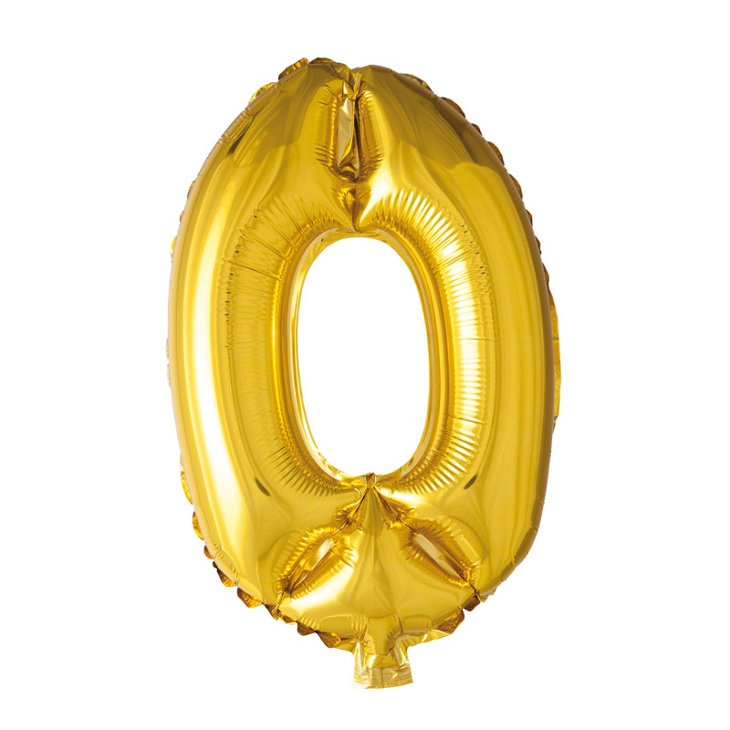 Ballong Siffra 0 Guld 86 cm