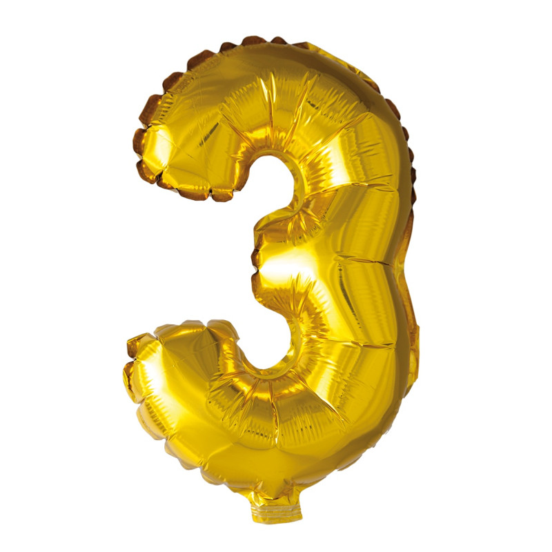 Ballong Siffra 3 Guld 86 cm Ballong Siffra 3 Guld 86 cm