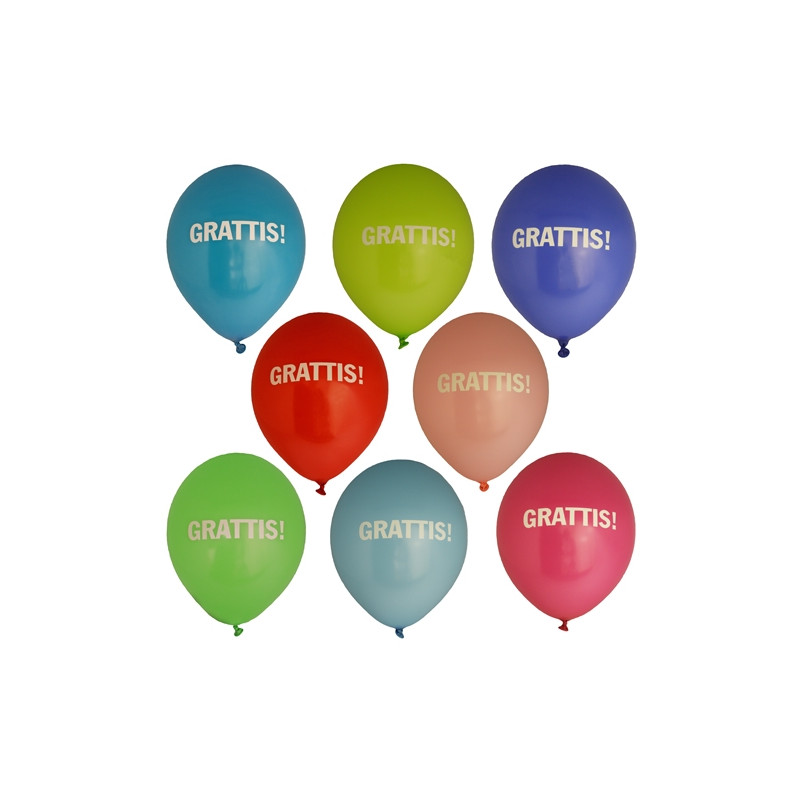 Ballong Grattis 8-pack Latex Mixade