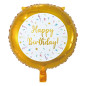 Ballong Happy Birthday Rund Guld Folie Ballong Happy Birthday Rund Guld Folie