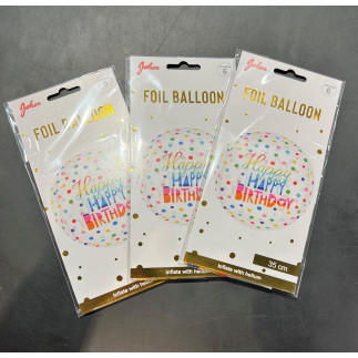 Ballong Happy Birthday Rund Genomskinlig Folie 35 cm