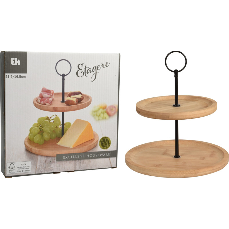 Kakfat 2-våningar Bambu Natur 22 cm Kakfat 2-våningar Bambu Natur 22 cm