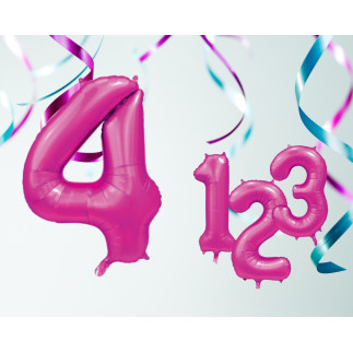 Ballong Siffra 4 Rosa 86 cm