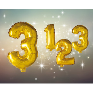Ballong Siffra 3 Guld 86 cm