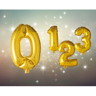 Ballong Siffra 0 Guld 86 cm