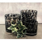 Ljushållare Grå/Svart Mönstrad Glas 8x8 cm Ljushållare Grå/Svart Mönstrad Glas 8x8 cm