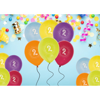 Ballong Födelsedag 2 år 6-pack Latex Mixade