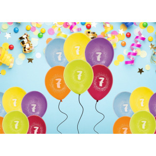Ballong Födelsedag 7 år 6-pack Latex Mixade
