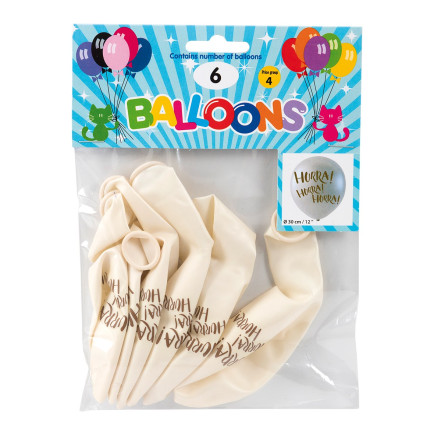Ballong Hurra Vit Pearl 6-pack Latex