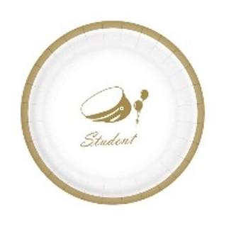 Studentpaket Vit/Guld Tallrikar Servetter Muggar Girlang Student 