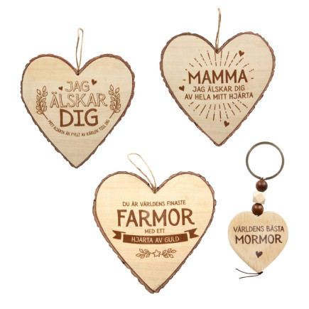 Nyckelring Älskar Dig Trä Hjärta Wooden Heart