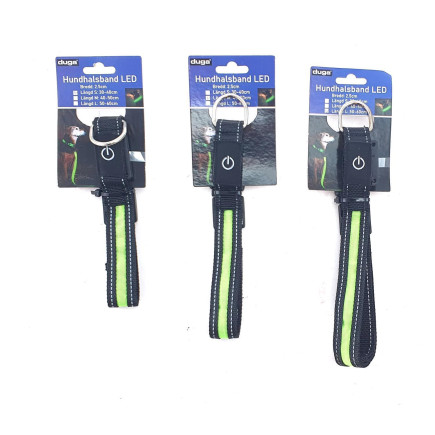 Halsband Hund Nylon LED Stl L45-53 cm