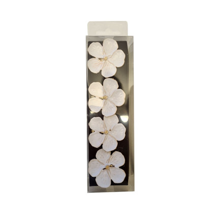 Servettringar Blomma Metall Vita 4-pack