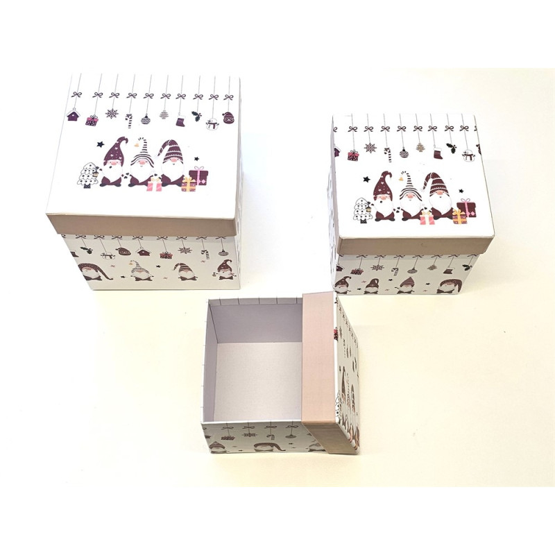 Box Låda Papp 3-pack Jul Tomtar Box Låda Papp 3-pack Jul Tomtar