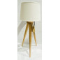 Lampa bord trä Vit skärm 49 cm