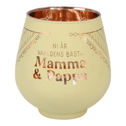 Lykta Glas Mirror Candle med text Ljuslykta