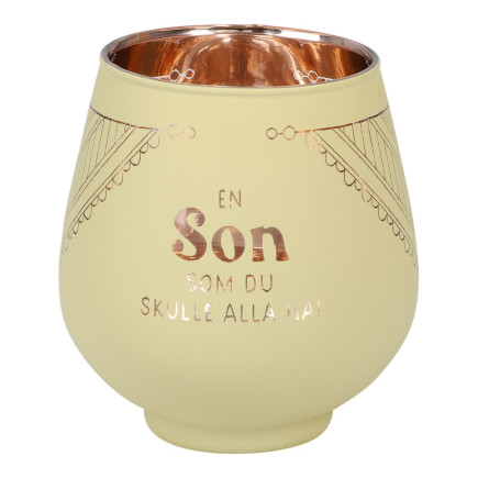 Lykta Glas Mirror Candle med text Ljuslykta