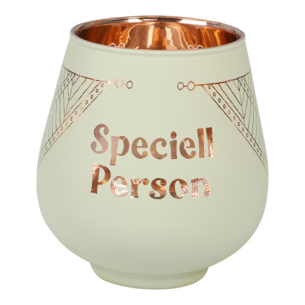 Lykta Glas Mirror Candle med text Ljuslykta