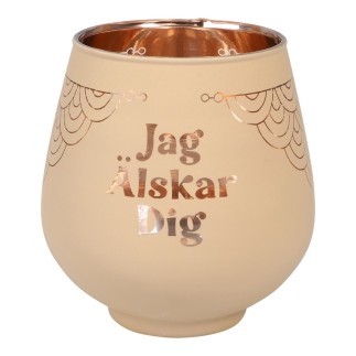 Lykta Glas Mirror Candle med text Ljuslykta