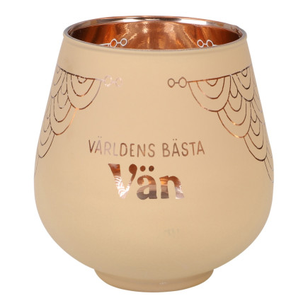 Lykta Glas Mirror Candle med text Ljuslykta