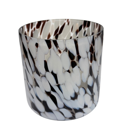 Lykta Glas Mönstrad Brun/Vit 10 cm