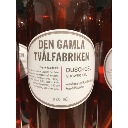 Duschgel med pumpflaska Ros/Rabarber 1000 ml