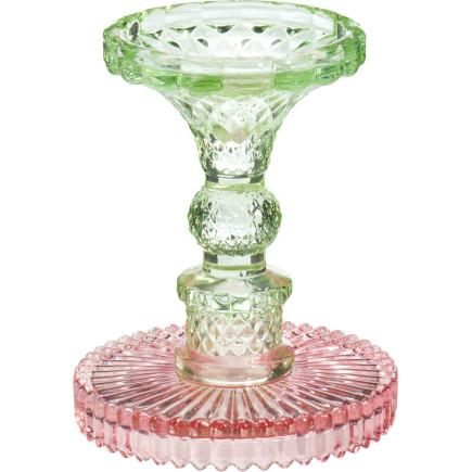 Ljusstake Glas Grön/Rosa 12 cm