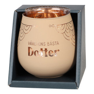 Lykta Dotter Glas Mirror Candle med text Ljuslykta