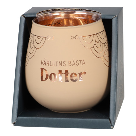Lykta Dotter Glas Mirror Candle med text Ljuslykta