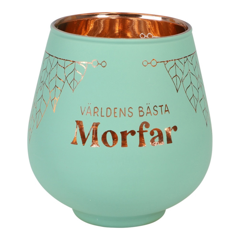 Lykta Morfar Glas Mirror Candle med text Ljuslykta