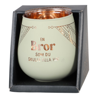 Lykta Bror Glas Mirror Candle med text Ljuslykta