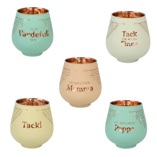 Lykta Glas Mirror Candle med text Ljuslykta