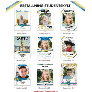 Studentskylt 50x70cm GLITTER NR 06