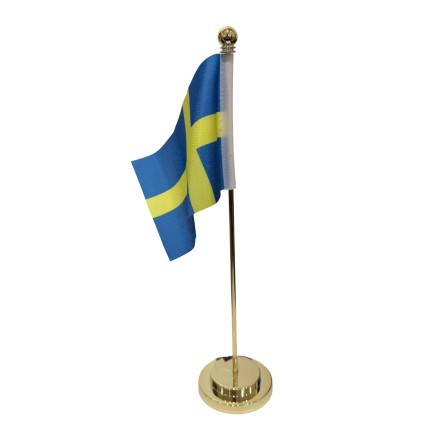 Bordsflagga Tyg/Metall Guld 31 cm
