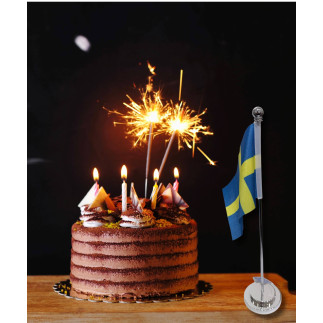 Bordsflagga Tyg/Metall Silver 31 cm