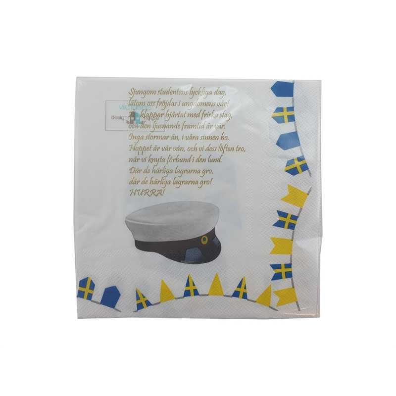Servett Student med Studentsång 20-pack 33x33cm Servett Student med Studentsång 20-pack 33x33cm