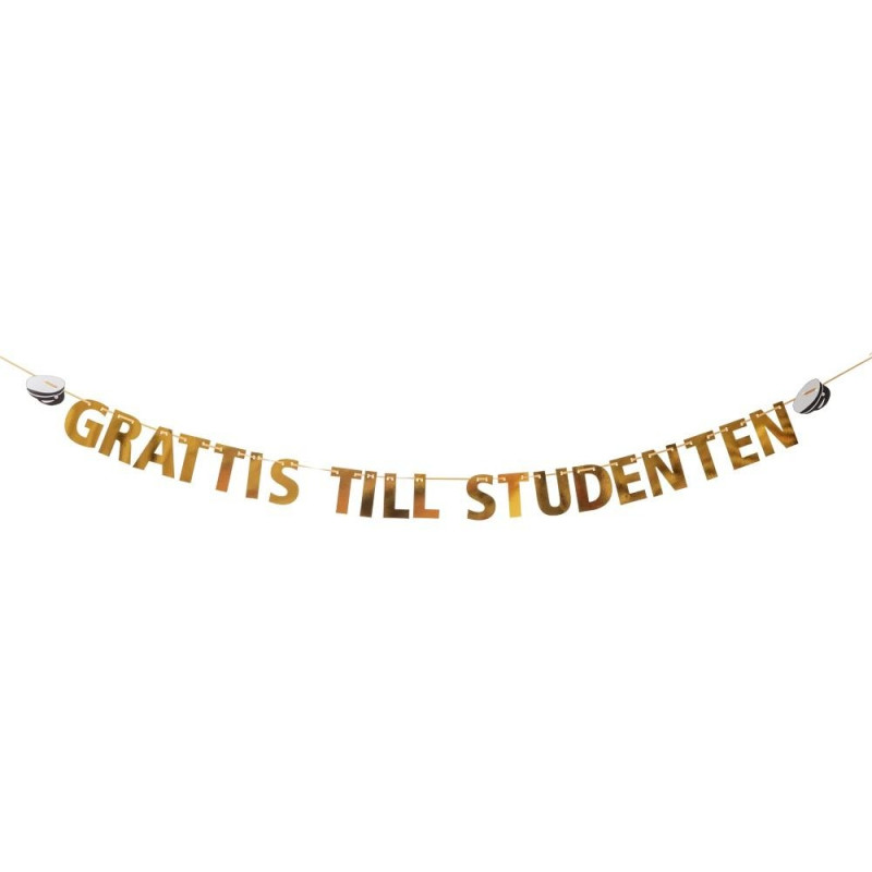Vimpel Girlang Banér Student Guld 12 cm Vimpel Girlang Banér Student Guld 12 cm