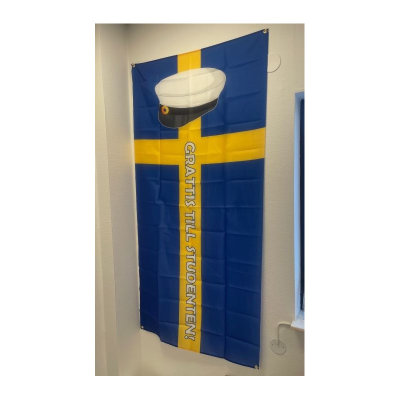 Flagga Sverige Fasad Textil Student 90x180 cm
