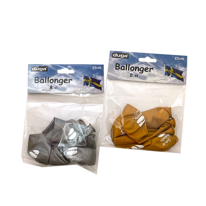 Ballonger Student Guld/Silver 8-pack