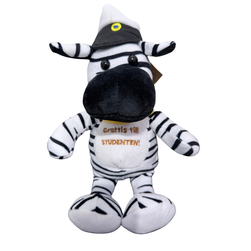 Student Zebra Vit/Svart med band 14 cm Student Zebra Vit/Svart med band 14 cm