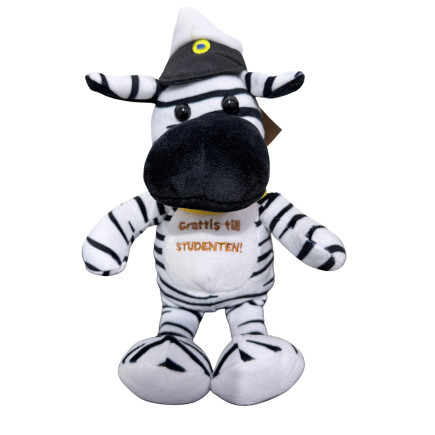 Student Zebra Vit/Svart med band 14 cm