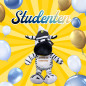 Student Zebra Vit/Svart med band 14 cm Student Zebra Vit/Svart med band 14 cm