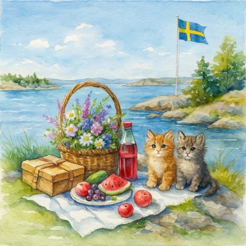 Kaffeservetter Skärgårdskatter 25x25cm 20-pack Kaffeservetter Skärgårdskatter 25x25cm 20-pack