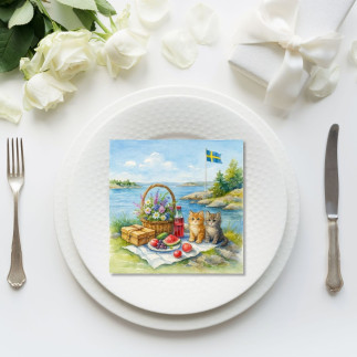 Servetter Skärgårdskatter 33x33 cm 20-pack