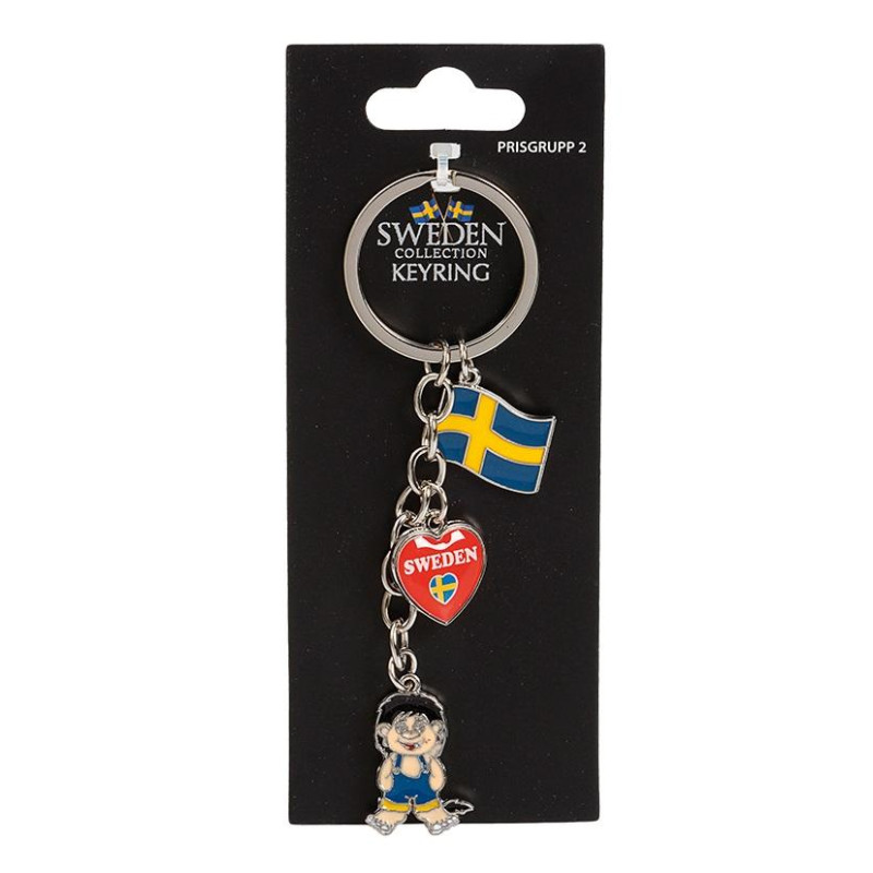 Nyckelring Souvenir Troll Hjärta Flagga Nyckelring Souvenir Troll Hjärta Flagga
