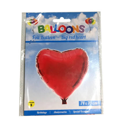 Ballong Hjärta Rött Folie 70x74 cm