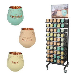 Lykta Moster Glas Mirror Candle med text Ljuslykta