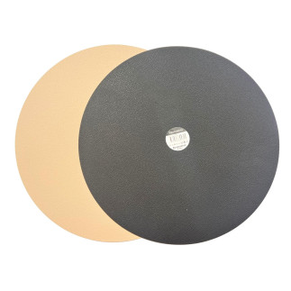 Underlägg Runt Läderlook Beige/Svart
